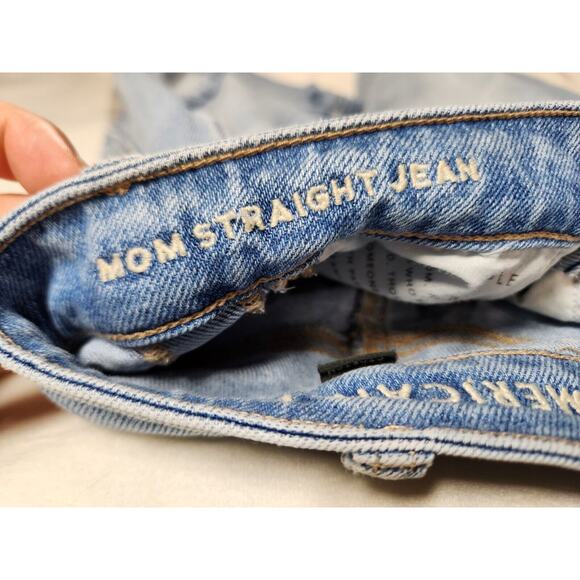 Sz000 American Eagle Mom Jean Straight Leg Distressed Light Wash Womens Size 000 - Picture 6 of 14